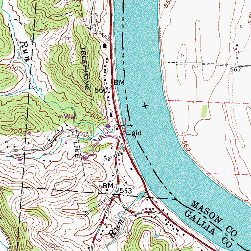 Topographic Map of Clark Run, OH