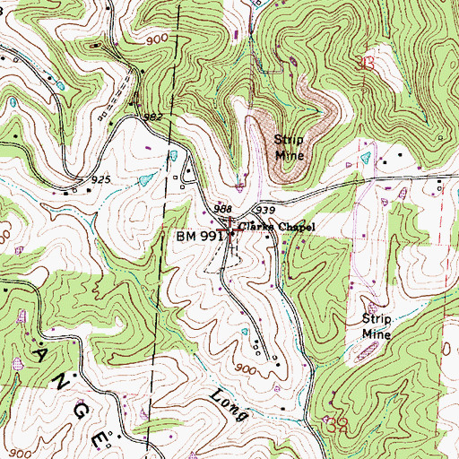 Topographic Map of Clarks Chapel United Methodist Church, OH