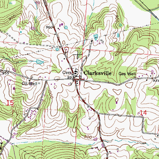 Topographic Map of Clarksville, OH