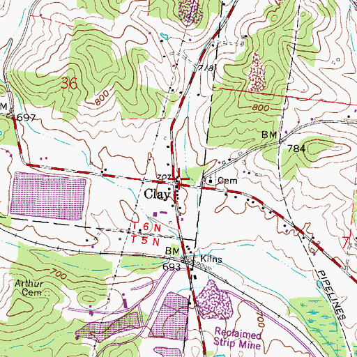 Topographic Map of Clay, OH