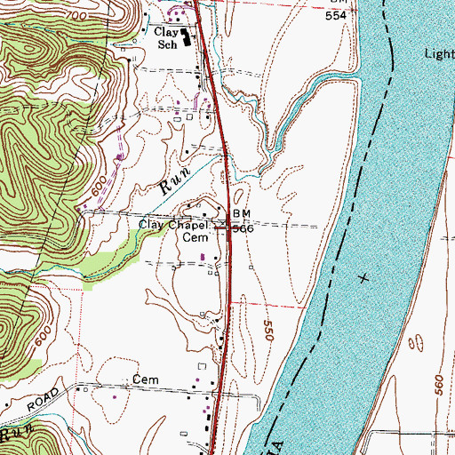 Topographic Map of Clay Chapel Cemetery, OH