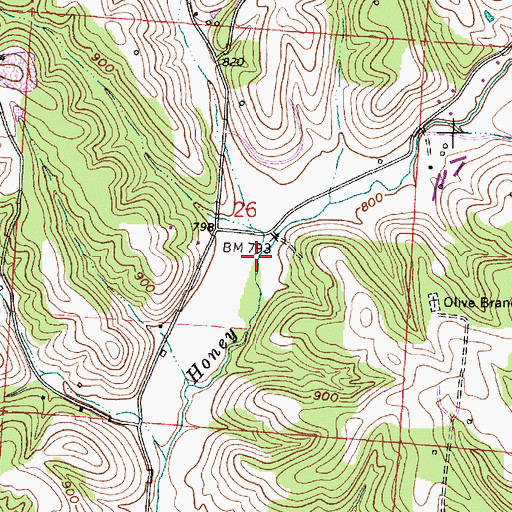 Topographic Map of Claylick Run, OH