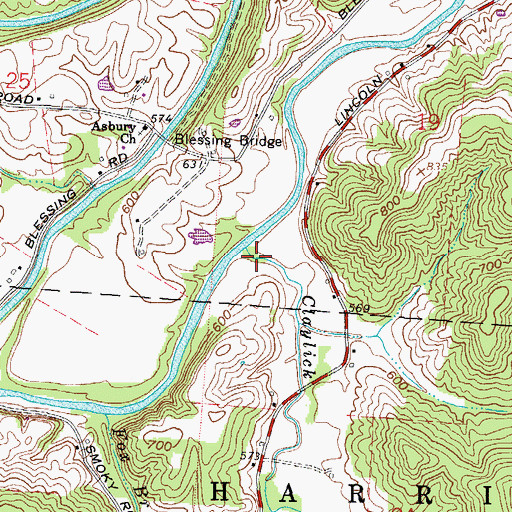 Topographic Map of Claylick Run, OH