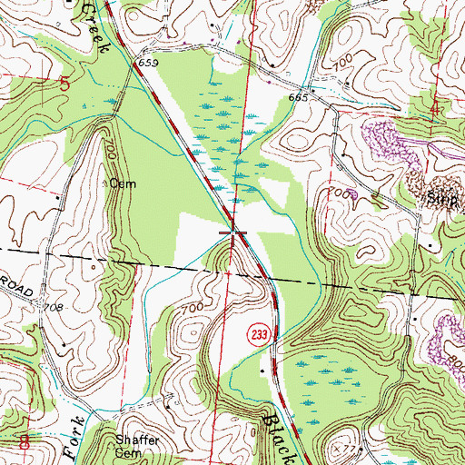 Topographic Map of Clear Fork, OH