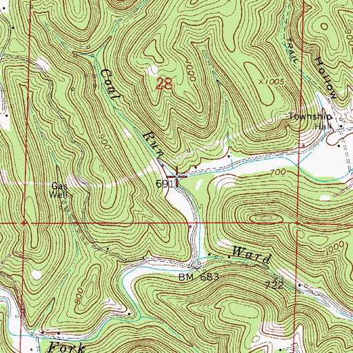 Topographic Map of Coal Run, OH