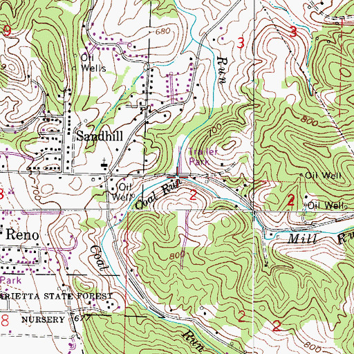 Topographic Map of Coal Run, OH