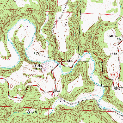 Topographic Map of Coats, OH