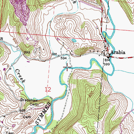 Topographic Map of Coffee and Tea Creek, OH