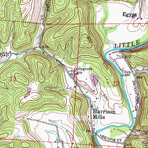 Topographic Map of Colegrove Cemetery, OH