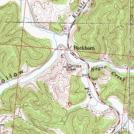 Topographic Map of Collins Cemetery, OH