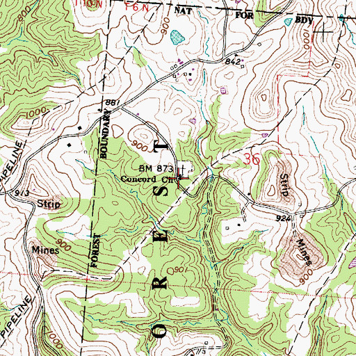 Topographic Map of Concord Church, OH