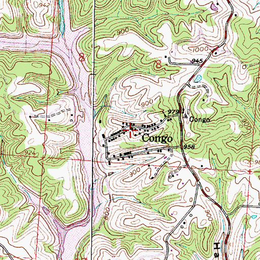 Topographic Map of Congo, OH