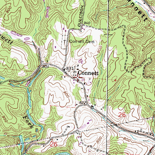 Topographic Map of Connett, OH