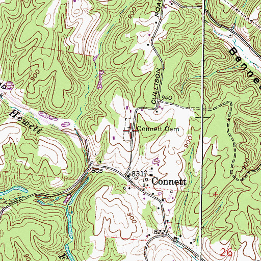 Topographic Map of Connett Cemetery, OH