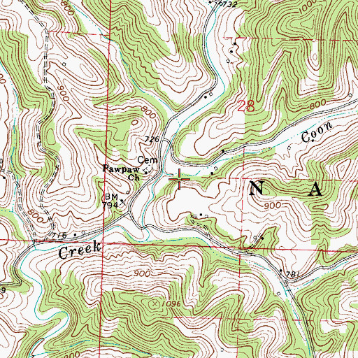 Topographic Map of Coon Run, OH