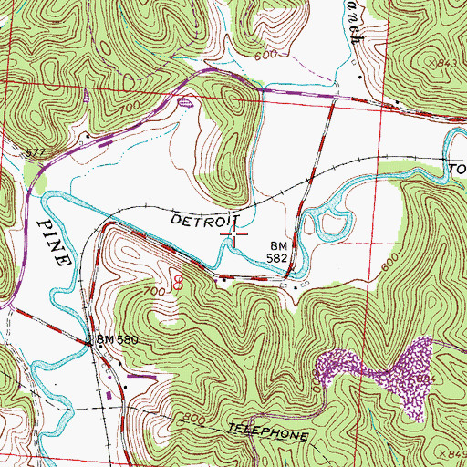 Topographic Map of Cooney Branch, OH