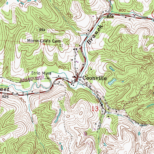 Topographic Map of Coonville, OH