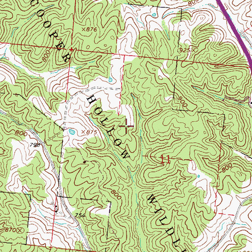 Topographic Map of Cooper Hollow Wildlife Area, OH
