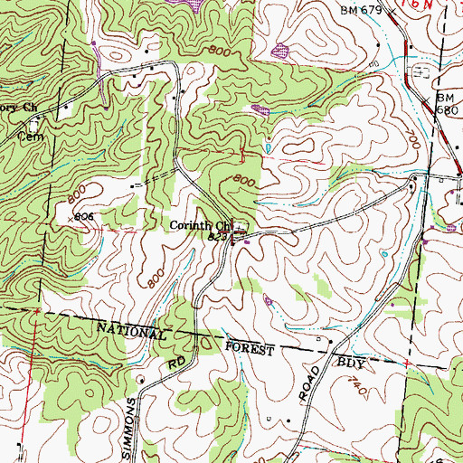Topographic Map of Corinth Missionary Baptist Church, OH