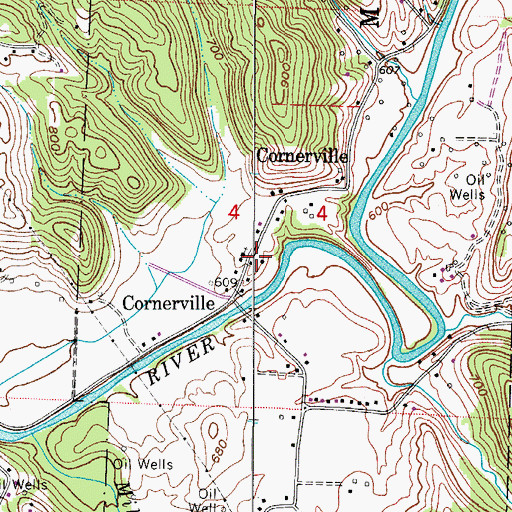 Topographic Map of Cornerville, OH