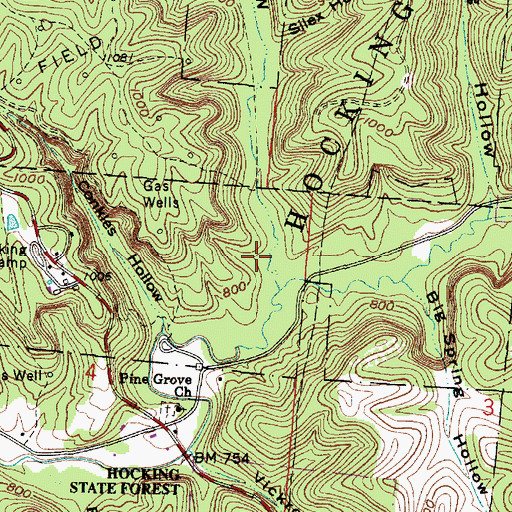 Topographic Map of Crane Hollow, OH