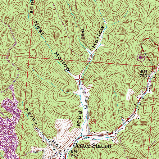 Topographic Map of Cranes Nest Hollow, OH