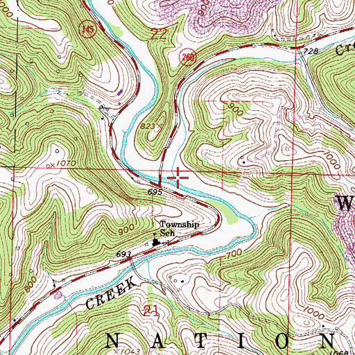 Topographic Map of Creighton Run, OH