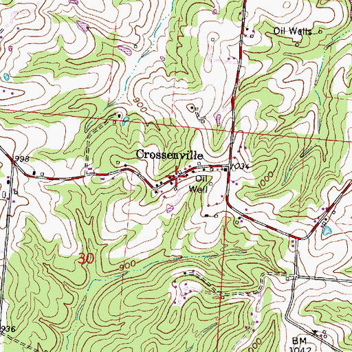 Topographic Map of Crossenville, OH