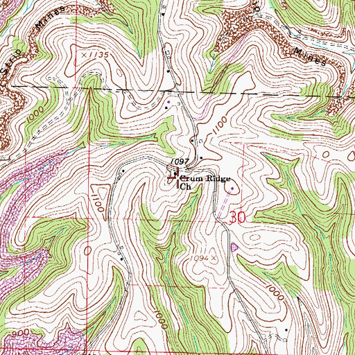 Topographic Map of Crum Ridge Church, OH