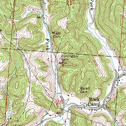Topographic Map of Currington Cemetery, OH