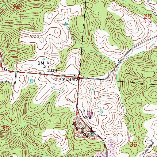 Topographic Map of Curry Cemetery, OH