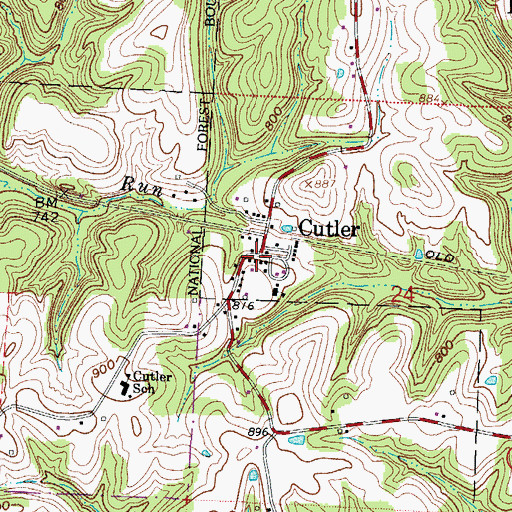 Topographic Map of Cutler, OH