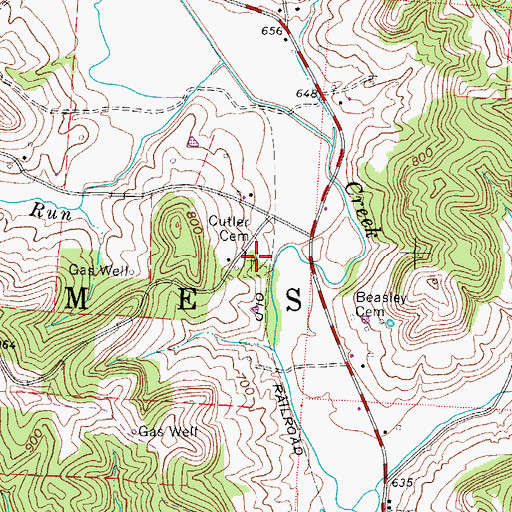 Topographic Map of Cutler Cemetery, OH