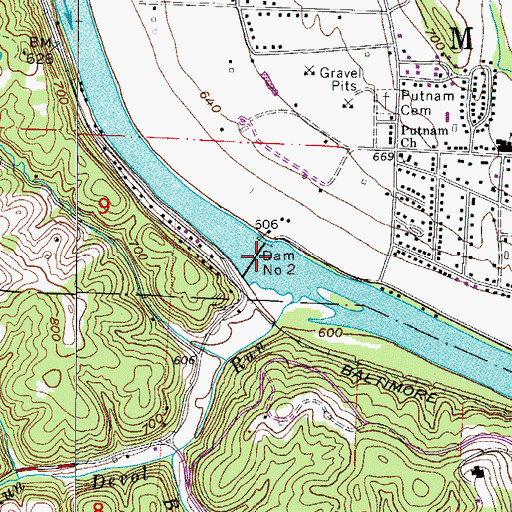 Topographic Map of Dam Number 2, OH