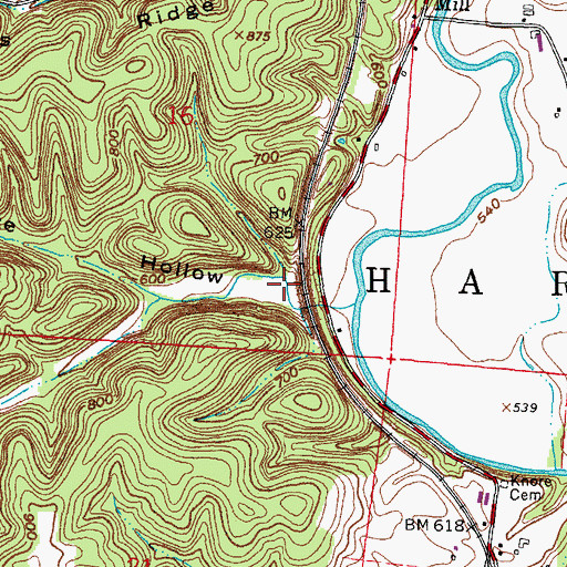 Topographic Map of Dan White Hollow, OH