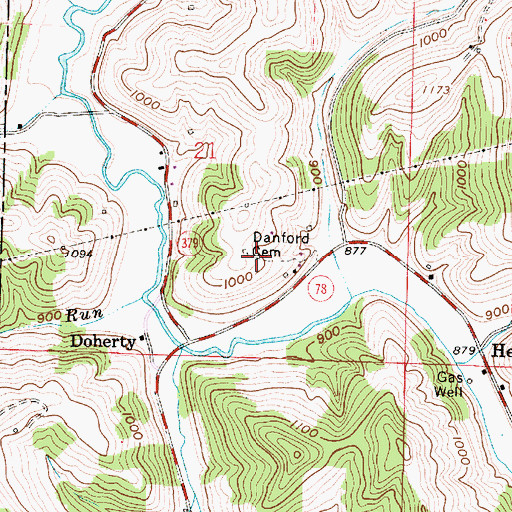 Topographic Map of Danford Cemetery, OH