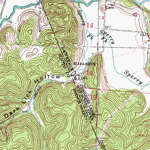 Topographic Map of Dark Lick Hollow, OH