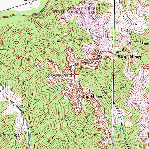 Topographic Map of Dawley Cemetery, OH