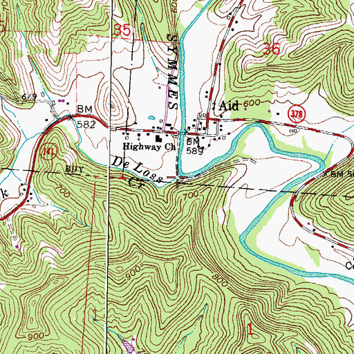 Topographic Map of DeLoss Creek, OH