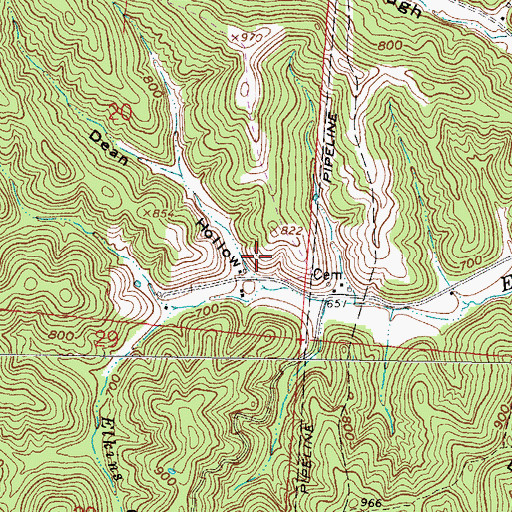 Topographic Map of Dean Hollow, OH