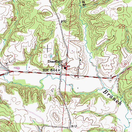 Topographic Map of Deerfield Presbyterian Church, OH