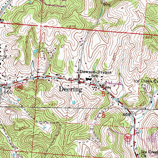 Topographic Map of Deering, OH