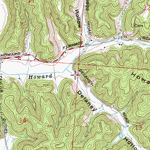Topographic Map of Delaney Hollow, OH