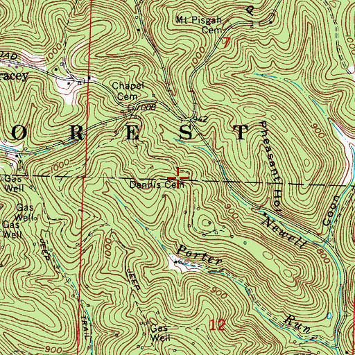 Topographic Map of Dennis Cemetery, OH