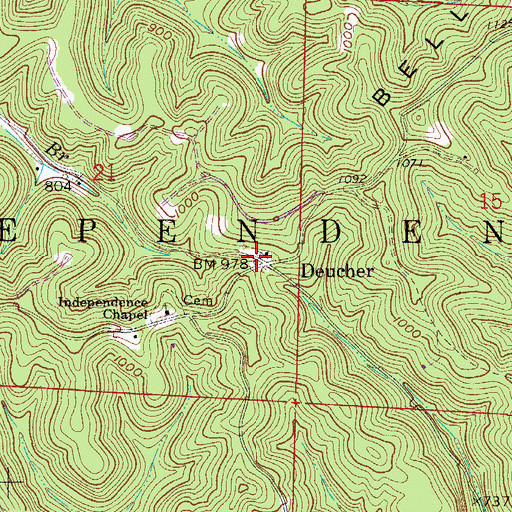 Topographic Map of Deucher, OH