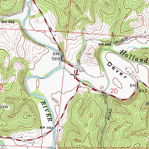 Topographic Map of Dever Valley, OH