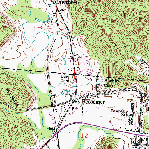 Topographic Map of Dew Cemetery, OH