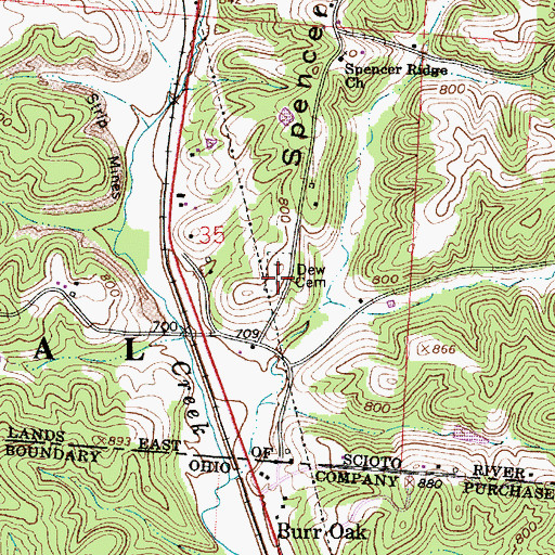 Topographic Map of Dew Cemetery, OH