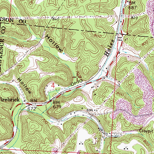 Topographic Map of Diamond Hollow, OH