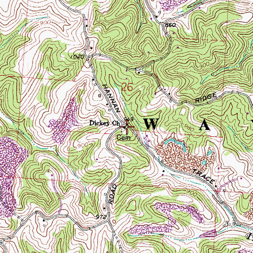 Topographic Map of Dickey Church, OH